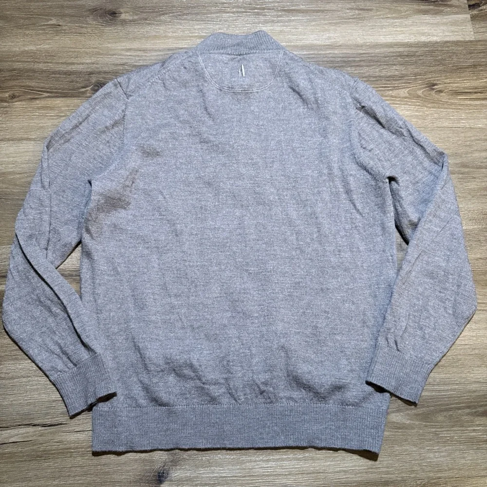 Johnnie-O Mens LARGE Raynor Pullover 1/4 Zip Merino Wool Sweater Walnut‎ Brown